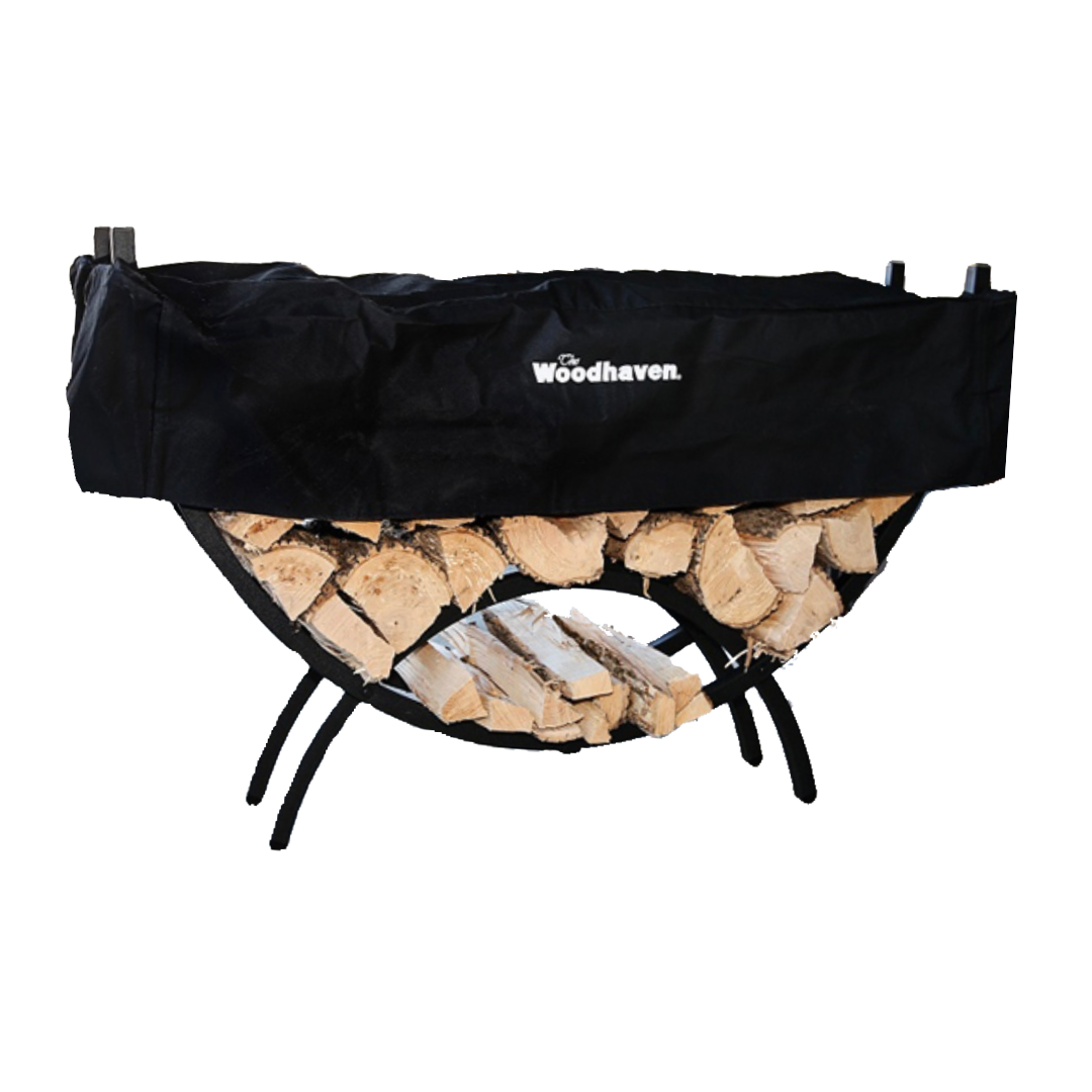 The Woodhaven 5ft Crescent Firewood Rack and Cover