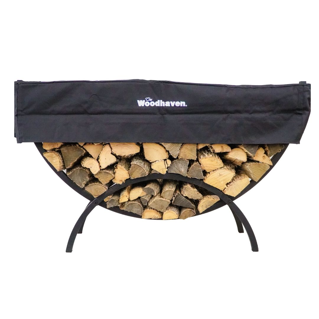 The Woodhaven 5ft Crescent Firewood Rack and Cover